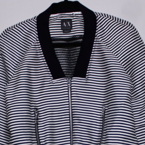 Armani Exchange Black & White Striped Bomber XS - Picture 12 of 16